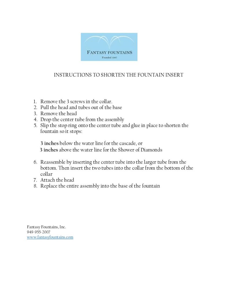 How to shorten the telescoping fountain