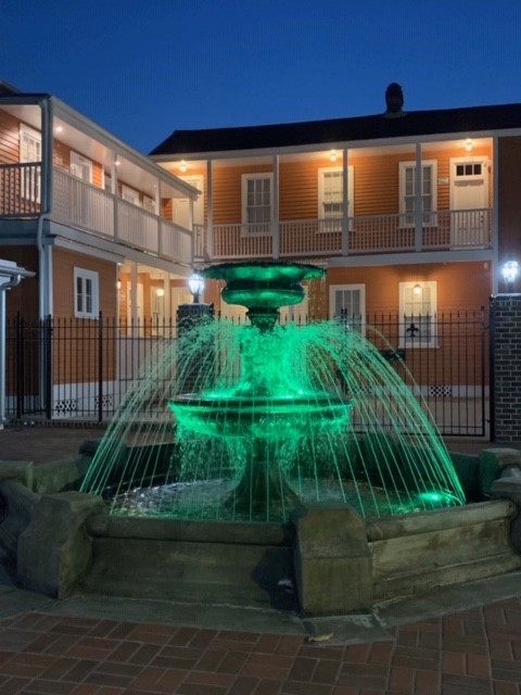 SPRAY RING IN A CONCRET POND WITH LIGHTING